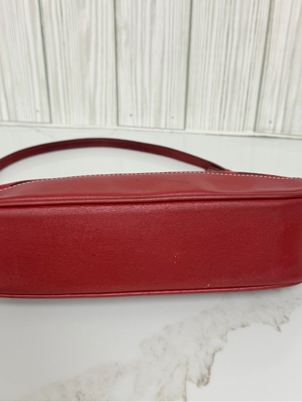 Coach Signature Jacquard Red Mini Shoulder Bag Y2K Baguette Purse Leather Trim - Picture 9 of 13